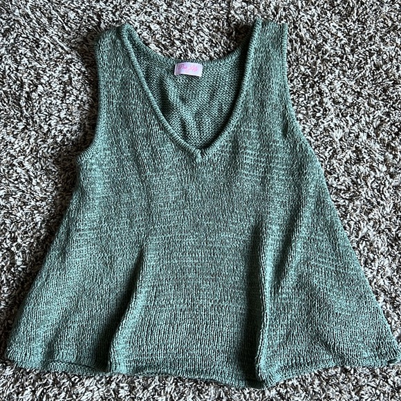 Pink Lily Wonder Often Knit Matching Set -Tank and Shorts - Sage - Picture 3 of 5